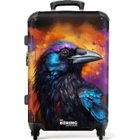 NoBoringSuitcases.com Großer Koffer - Krähe mit buntem Graffiti - Kombinationsschloss TSA - Hartschalen Trolley 4 Rollen - 72 liter - Reisekoffer - 66 cmKoffer Mittelgroß 67x43x25 cm, 72L,