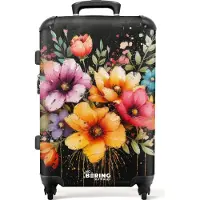 NoBoringSuitcases.com Großer Koffer - Blumen im Graffiti-Stil - Kombinationsschloss TSA - Hartschalen Trolley 4 Rollen - 72 liter - Reisekoffer - 66 cmKoffer Mittelgroß 67x43x25 cm, 72L,