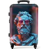NoBoringSuitcases.com Hartschalen Koffer Mittelgroß 67x43x25 cm, 72L, Verschiedene Drucke für Männer: Griechische Statue mit Brille, Reisekoffer mit 4 Rollen