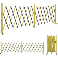 Mendler Alu Absperrgitter HWC-B34, Scherengitter Zaun Schutzgitter ausziehbar, 103x52-400cm gelb-schwarz