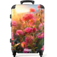 NoBoringSuitcases.com Großer Koffer - Rosa Rosen bei Sonnenuntergang. - Kombinationsschloss TSA - Hartschalen Trolley 4 Rollen - 72 liter - Reisekoffer - 66 cmKoffer Mittelgroß 67x43x25 cm, 72L,