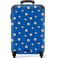 NoBoringSuitcases.com Hartschalen Handgepäck Koffer 55x35x20 cm, 36L, Bunte Drucke für Frauen: Blaue griechische Augen, Reisekoffer mit 4 Rollen
