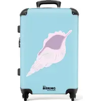 NoBoringSuitcases.com Großer Koffer - Blau mit hellrosa Schale - Kombinationsschloss TSA - Hartschalen Trolley 4 Rollen - 72 liter - Reisekoffer - 66 cmKoffer Mittelgroß 67x43x25 cm, 72L,