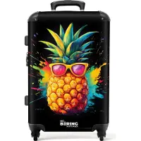NoBoringSuitcases.com Großer Koffer - Sommerananas mit Sonnenbrille - Kombinationsschloss TSA - Hartschalen Trolley 4 Rollen - 72 liter - Reisekoffer - 66 cmKoffer Mittelgroß 67x43x25 cm, 72L,