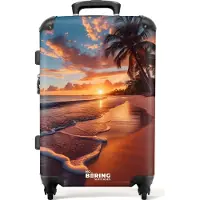 NoBoringSuitcases.com Großer Koffer - Strand bei Sonnenuntergang - Kombinationsschloss TSA - Hartschalen Trolley 4 Rollen - 72 liter - Reisekoffer - 66 cmKoffer Mittelgroß 67x43x25 cm, 72L,