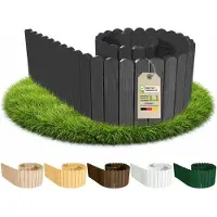 Pemicont Floranica Holzpalisade Holz ohne Erdspieße 200 x 40 cm, Anthrazit – Rollzaun aus Kiefer zum Eingraben oder Verkleiden
