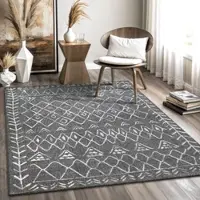 Sanat Teppich "Boho 8200", dunkelgrau, B:200cm H:10mm L:290cm, Kunstfaser, Teppiche, Teppich, Kurzflor, robust, Boho, Scandic, für Fussbodenheizung geeignet