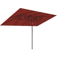 OEM Doppel-Regenschirm Rechteck 295x150 cm - breiter Sonnenschirm - Weinrot