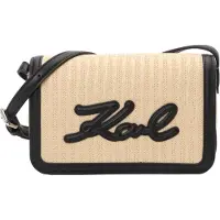 Karl Lagerfeld K/SIGNATURE RAFFIA CROSSBO Beige