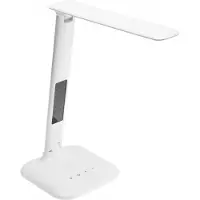 GTV GALACTIC LED Schreibtischlampe 5W 240lm 4000K IP20 Weiß – Multifunktionale Tischlampe mit Uhr, Thermometer und Touch-Steuerung