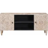 vidaXL TV-Schränk Weiß 105 x 33,5 x 46 cm Massivholz Mango