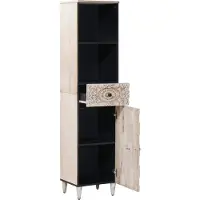 vidaXL Badezimmerschrank Weiß 38 x 33,5 x 160 cm Massivholz Mango