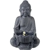Lumineo Buddha Außenbrunnen 45 Cm Grau Grau One Size