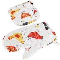 Egeria Topflappen "Küchen Set Chick", weiß, B:20cm L:20cm, Obermaterial: 100% Baumwolle, Topflappen, Topflappen