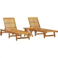Syfax Sonnenliegen 2 Stk. mit Tisch Massivholz Akazie