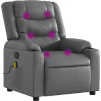 Syfax Massagesessel Grau Kunstleder mit manueller Liegefunktion und Vibrationsfunktion 77x93x99 cm
