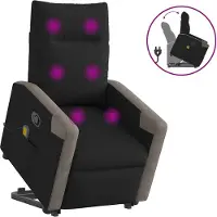 Syfax Massagesessel mit Aufstehhilfe Schwarz Stoff