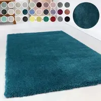 Esprit Hochflor-Teppich "Relaxx ESP-4150" Gr. 1, blau (türkis, petrol), B:70cm H:25mm L:140cm, Kunstfaser, Teppiche, Hochflor-Teppich, Wohnzimmer, sehr große Farbauswahl, weicher dichter Hochflor
