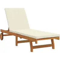 Syfax Sonnenliege Braun und Creme 199 x 63 x 85 cm Massivholz Akazie