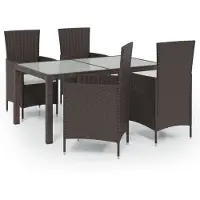 Syfax 5-tlg. Garten-Essgruppe mit Auflagen Poly Rattan Braun