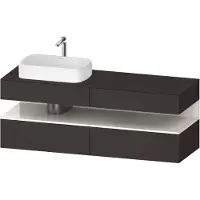 Duravit Qatego Konsolenwaschtischunterbau, 2 Auszüge, 2 Schubkästen, Ausschnitt links, 1600x550x60