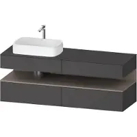 Duravit Qatego Konsolenwaschtischunterbau, 2 Auszüge, 2 Schubkästen, Ausschnitt links, 1600x550x600mm, Nische Basalt Matt, QA4777043490010