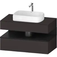 Duravit Collection One Konsolenwaschtischunterbau, 1 Auszug, 1 Schubkasten, Ausschnitt mittig, 1000x550x600mm, Nische Eiche Schwarz, QA4731016800010, Farbe: Graphit Supermatt/mit Nischenbeleuchtung