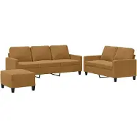 vidaXL 3-tlg. Sofagarnitur mit Kissen Braun Samt