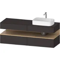 Duravit Qatego Konsolenwaschtischunterbau, 2 Auszüge, 2 Schubkästen, Ausschnitt rechts, 1600x550x600mm, Nische Eiche Natur, QA4778030800010