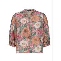 Zero Klassische Bluse "Tunika-Bluse mit Blumenprint", Damen, Gr. 44, rosa (rosé, grün), Obermaterial: 67% Lyocell CLY. 33% Polyamid PA., Blusen Klassische Bluse