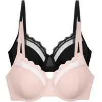 Dorina Bügel-BH "Jana", Damen, Gr. 75, Cup E, schwarz (schwarz, pink), Microtouch, Obermaterial: 82% Polyamid, 13% Elasthan, 5% Polyester, BHs Bügel-BH, Spitzen-Details