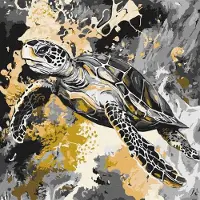 Ideyka Malen nach Zahlen Goldene Schildkröte Metall 40 x 40 cm