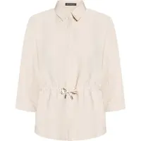 Betty Barclay Outdoorbluse "Blusenjacke mit Tunnelzug", Damen, Gr. 42, beige (grau beige), Obermaterial: 89% Viskose CV. 11% Polyamid PA., Blusen Outdoorbluse