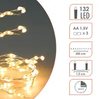 Spetebo Lichterkette warmweiß 200 cm 132 LED mit Timer - Draht Weihnachtsdeko Batterie