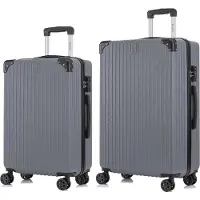 YONSLY Premium Reisekoffer TSA-Schloss,YKK-Reißverschluss Hartschalen-Koffer Kabinenkoffer Rollkoffer Suitcase Handgepäck (Grau, L-XL-Set)