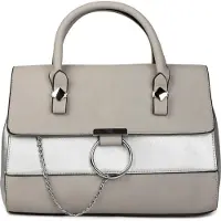 StyleBREAKER Satchel Henkeltasche im 2-Tone Design mit Metall Ring und Kette, Handtasche, Tasche, Damen 02012125