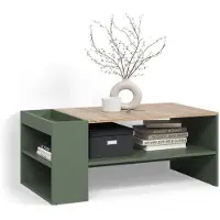 Livinity Couchtisch Piave Grün mit Regalen, Model 58834