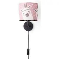Paco Home Wandleuchte "Ela 214", schwarz, 1, Ø 18cm H: 26,5cm, Leuchten, Kinderlampe Wandlampe Mit Schalter Ø...18cm Lama Rosa Grau Kabel 3m E14, Wandleuchte
