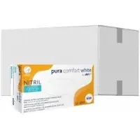 Ampri puracomfort white Nitrilhandschuhe, puderfrei, weiß 120-020-M , 1 Karton = 10 Packungen à 100 Stück, Größe M