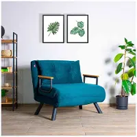 Hannah Home , Sando Single - Petrol Green, Schlafsofas, 1-Sitzer-Schlafsofa, Petrolgrün, Polyester, 67 x 78 x 78 x cm