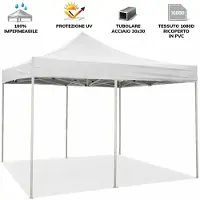 DIVINA FIRE Zusammenklappbarer Faltpavillon 3 x 6 weiß mit wasserdichtem PVC überzogen