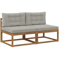 Syfax Outdoor Mittelsofa mit Kissen 2 Stück Natur