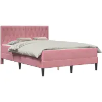 Syfax Bettgestell mit Matratze mit Kopfteil Rosa 160 x 200 cm Samt