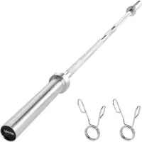 Vevor 6FT Barbell Bar, Fits 2-Inch Weight Plates, Chrome Plated Barbell Bar with Knurled Grip for Strength Training, Weightlifting, Squat, Deadlift, Bench Press, Curl, Overhead Press, 500lbs Capacity
