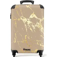 NoBoringSuitcases.com - Reisekoffer beige - Marmorkoffer - 55x35x25Handgepäck Koffer 55x35x20 cm, 36L,