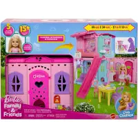 Barbie Chelsea Pop-up-Puppenhaus mit Puppe und über 15 Accessoires, Haus erweitert sich auf über 42 x 33 cm, 3 Jahr(e)
