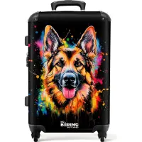 NoBoringSuitcases.com Großer Koffer - Deutscher Schäferhund mit Graffiti - Kombinationsschloss TSA - Hartschalen Trolley 4 Rollen - 72 liter - Reisekoffer - 66 cmKoffer Mittelgroß 67x43x25 cm, 72L,