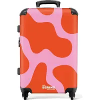 NoBoringSuitcases.com Großer Koffer - Rosa mit roten Flecken - Kombinationsschloss TSA - Hartschalen Trolley 4 Rollen - 72 liter - Reisekoffer - 66 cmKoffer Mittelgroß 67x43x25 cm, 72L,