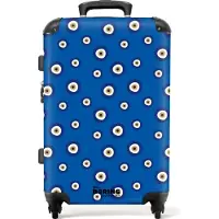 NoBoringSuitcases.com Hartschalen Koffer Mittelgroß 67x43x25 cm, 72L, Bunte Drucke für Frauen: Blaue griechische Augen, Reisekoffer mit 4 Rollen