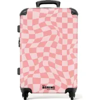 NoBoringSuitcases.com Großer Koffer - Gewelltes rosa Karomuster - Kombinationsschloss TSA - Hartschalen Trolley 4 Rollen - 72 liter - Reisekoffer - 66 cmKoffer Mittelgroß 67x43x25 cm, 72L,